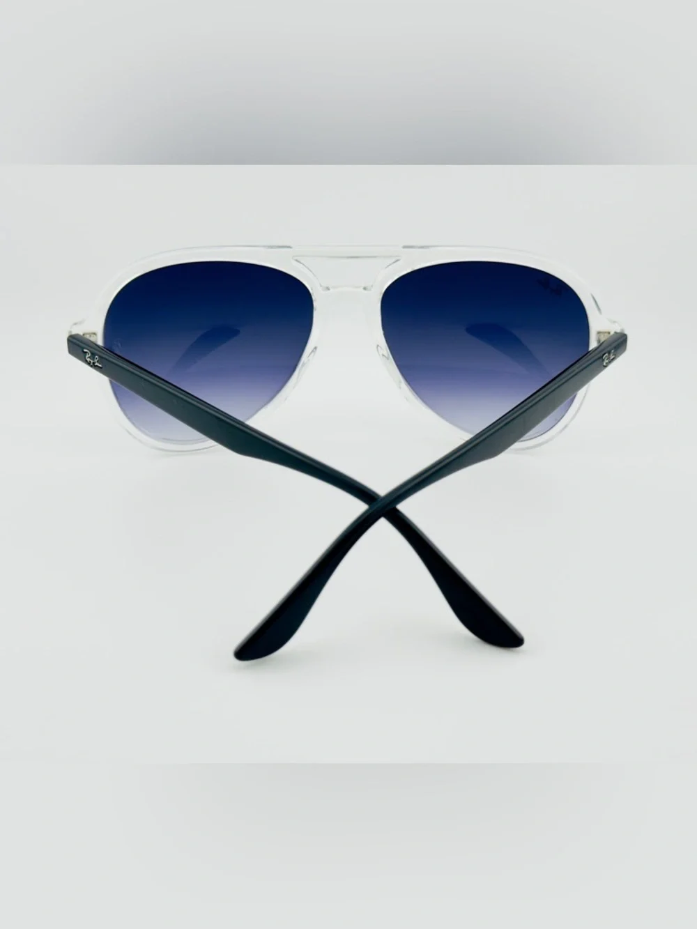 Ray-Ban Aviator Sunglasses RB4376 Transparent Frame with Gradient Dark Gray Lens - Picture 12 of 16